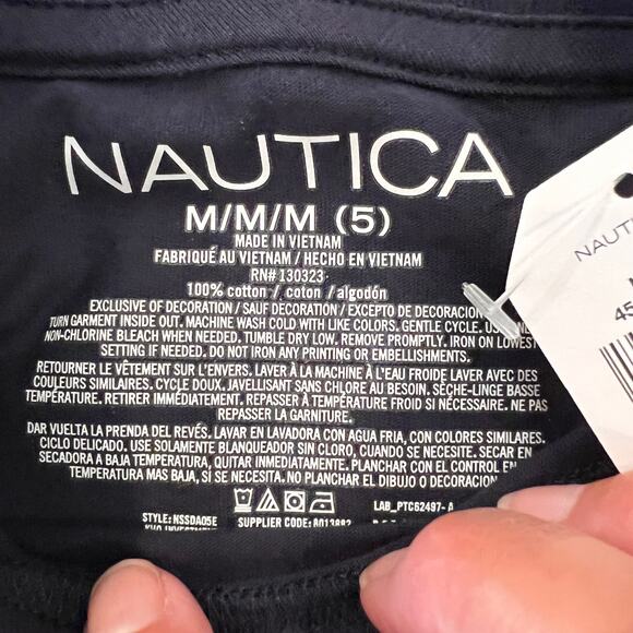 NWT Nautica Boy's Navy W/Multiple Logo Graphic T-Shirt - SIZE M(5) - Picture 6 of 7